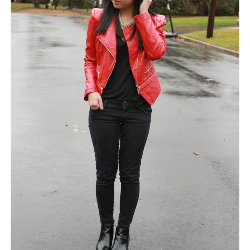 Red Faux Leather Jacket